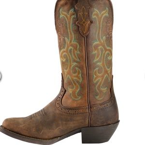 Justin Womens Square Toe Stampede Cowboy Boots 8.5